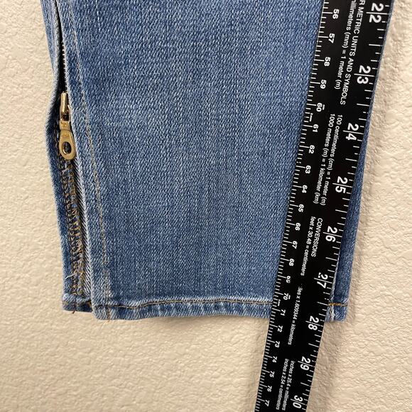 Frame Le Boy Denim Jeans Picadilly Blue Size 27 Distressed Ankle Zip Medium Wash - Picture 12 of 14